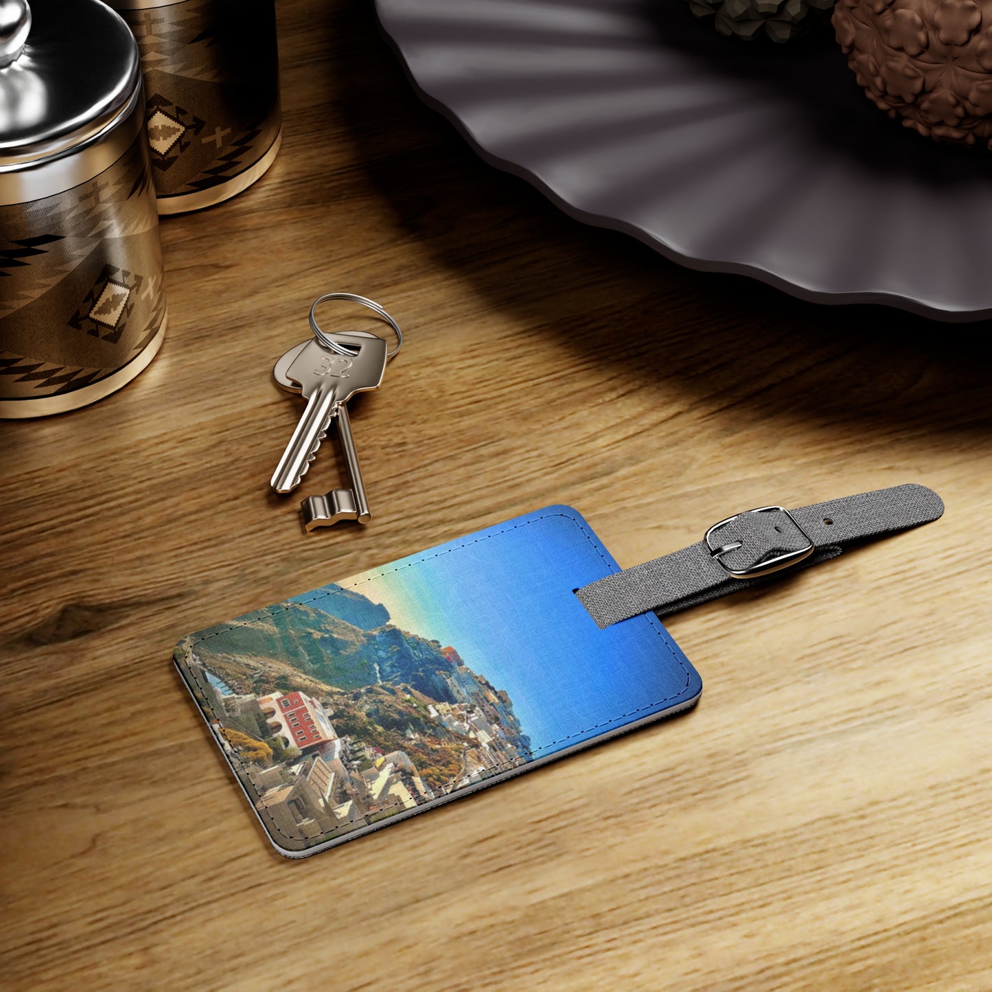 "Santorini" (Saffiano Polyester Luggage Tag)